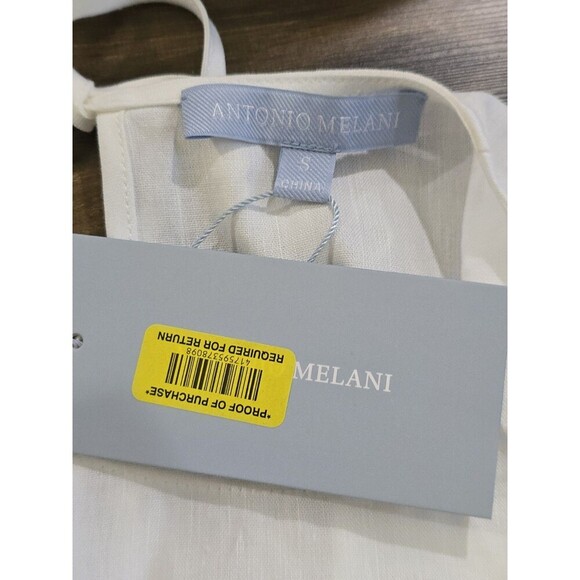 Antonio Melani White Woven Allison Blouse Womens Size Small Puff Sleeve Linen - Picture 7 of 9